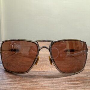 Silver Oakley Inmate Men's Aviator Sunglasses with Custom Wood Ear Sleeves
